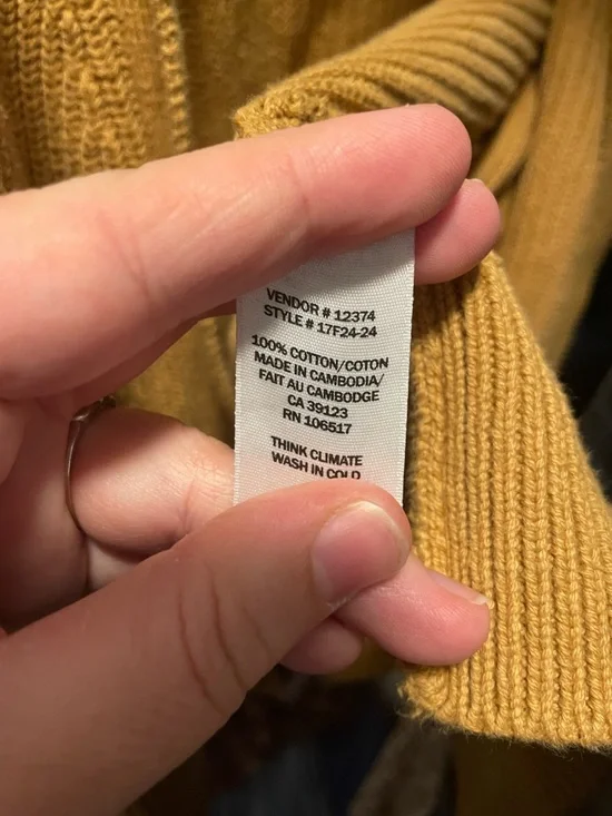 Cotton Ribbed Button-Front Cardigan Sweater - Picture 3 of 4